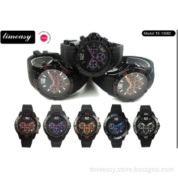 2014 Hot Sale Silicone Sport Watch for Men, Quartz Watch, Popular Watch, Black Strap Watch, Men Watch in China (TE-13082)